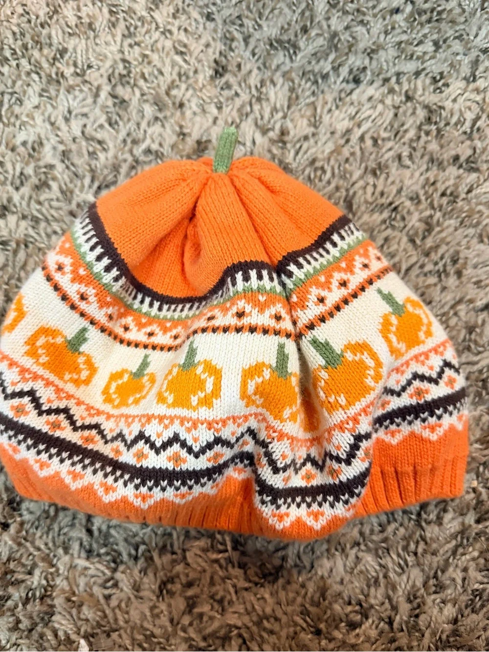 Gymboree Girls Pumpkin Fairisle Beret - Perfect Pumpkin - Orange size 8+